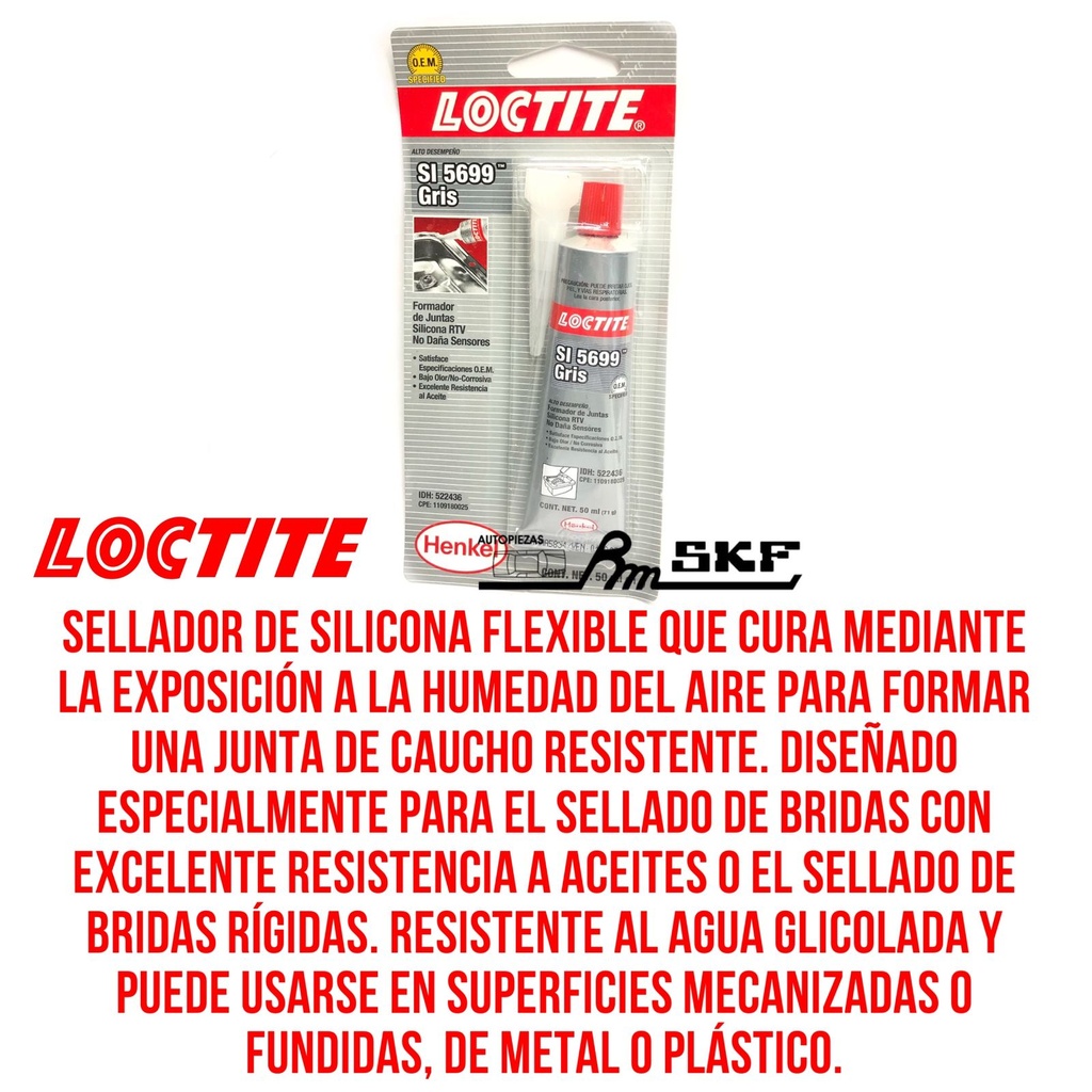 SILICONA ULTRA GREY 5699x70ml — LOCTITE